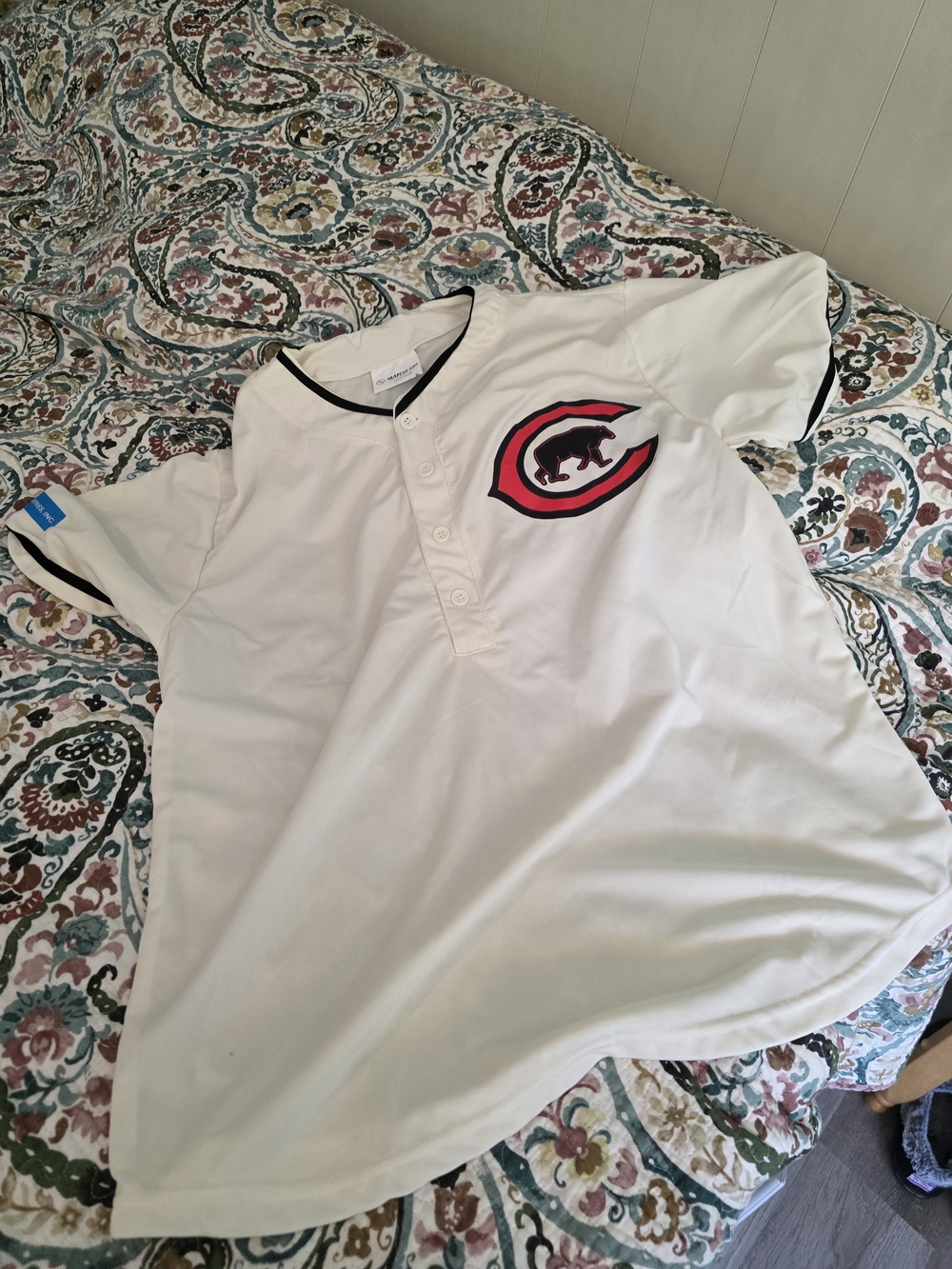 Jersey with Red & Black Chicago Cubs Old School Logo